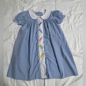Blue Babydoll Dress with Puff Sleeves and Peter Pan Collar